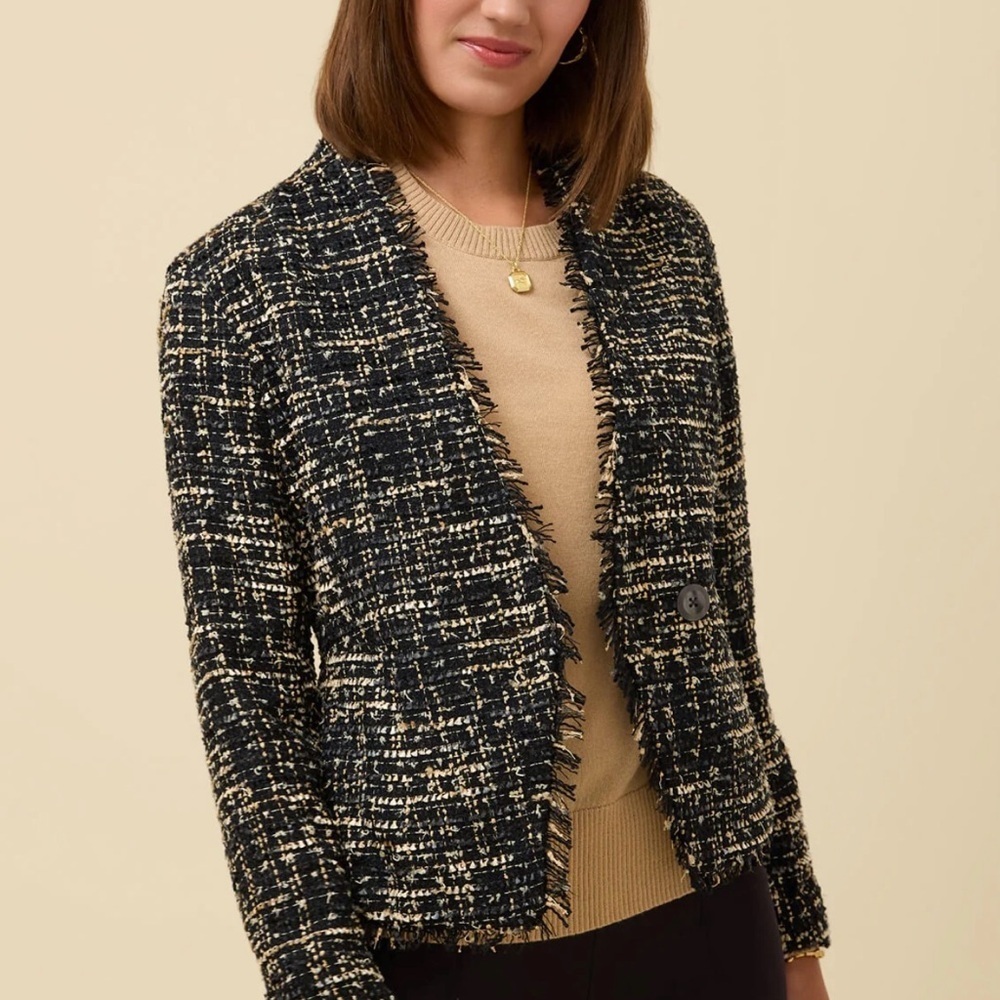 NWT Spartina 449 Women's Ramona Tweed Blazer Black Multi Size S - Picture 5 of 13
